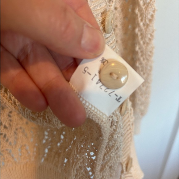 H&M Cream Stephana Deux Women's Open-Knit Cardigan - Picture 4 of 6